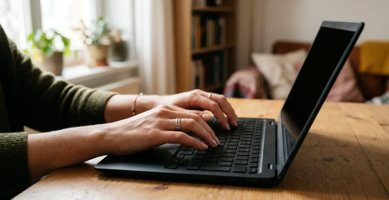 Personne effectuant des démarches bancaires en ligne de manière simple et accessible