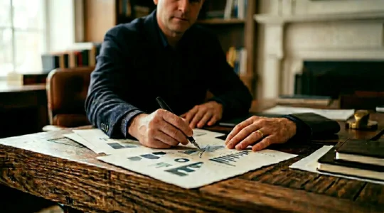 Gestionnaire de portefeuille boursier analysant des données financières sur écran